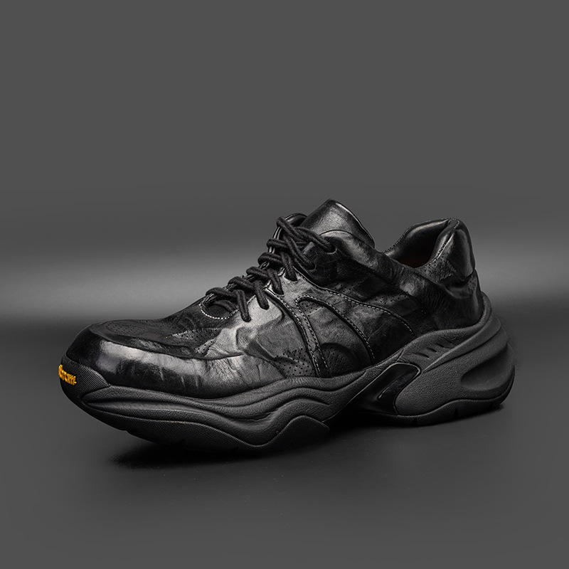 工厂直销新款厚底增高老爹鞋水洗马皮高端休闲男鞋